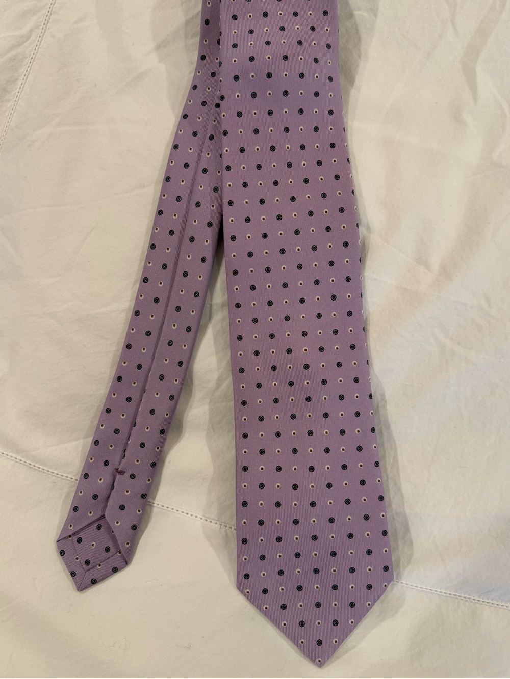 E. Marinella Lavender Polka Dot Silk Tie View 3